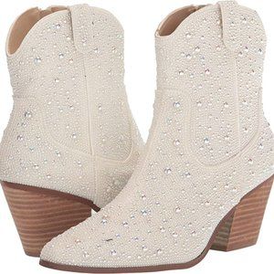 Betsey Johnson Women's Diva Western Boot in Pearl